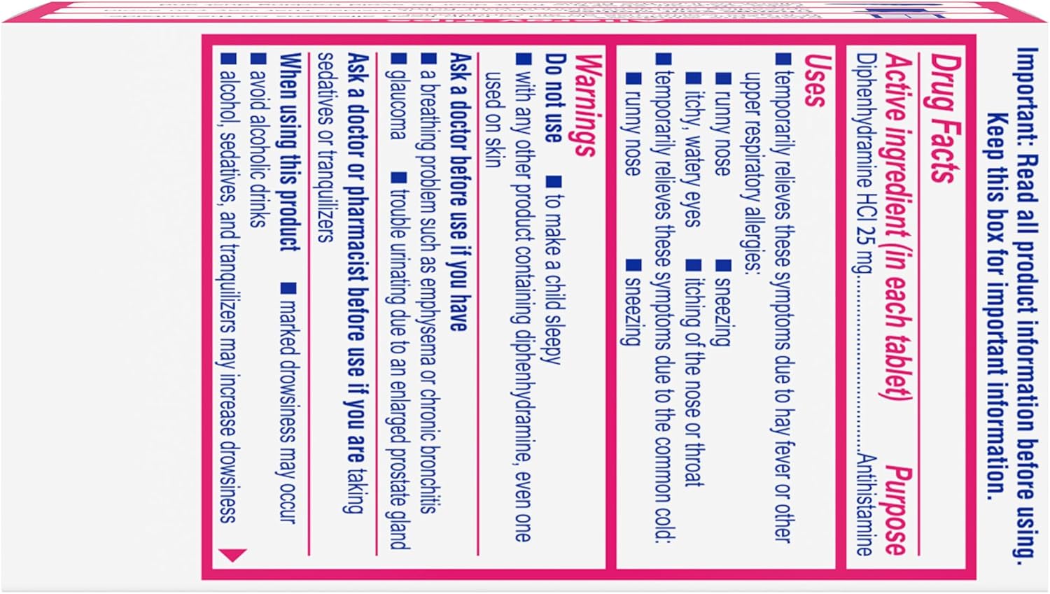 80% Sale!! Exp.07/2025 Benadryl® Ultratabs Allergy Relief Medicine 25 mg,100 Tablets. ยาแก้แพ้ ดิเฟนไฮดรามีน 25 มก.