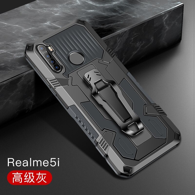 เคส realme 5i #เคสฝาหลังกันกระแทกมีคลิบหนีบ ไฮบริด พลาสติก+TPU Heavy Duty Rugged Hybrid
