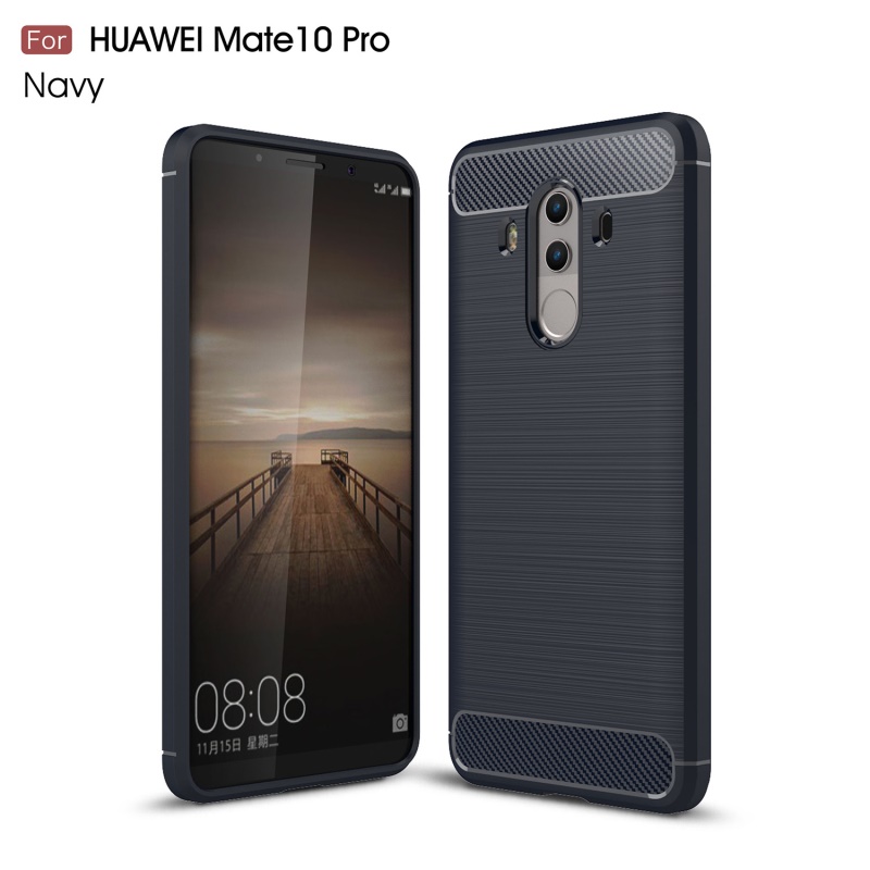 Case Huawei Mate 10 Pro #เคสฝาหลังTPUนิ่ม พื้นผิวคาร์บอนไฟเบอร์แบบขัดแปรง สีสันสวยงามทันสมัย