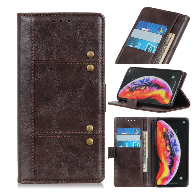 Case Samsung Galaxy A30/A20 #เคสฝาพับหนัง PU การตกแต่งแบบริ้ว Rivet Decor Crazy Horse Texture