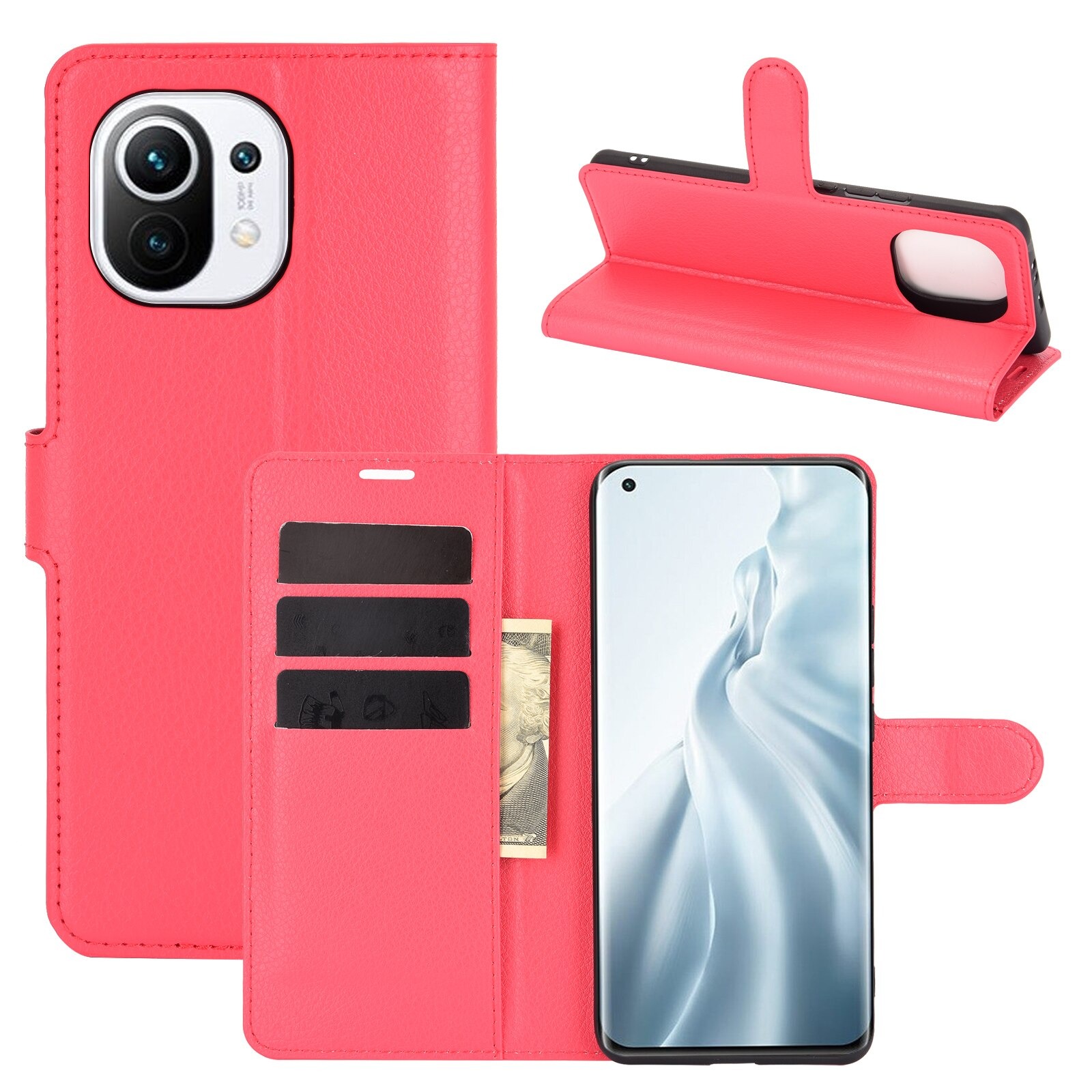 เคส Xiaomi Mi 11 #เคสฝาพับสไตล์กระเป๋าสตางค์หนัง PU ผิวลิ้นจี่