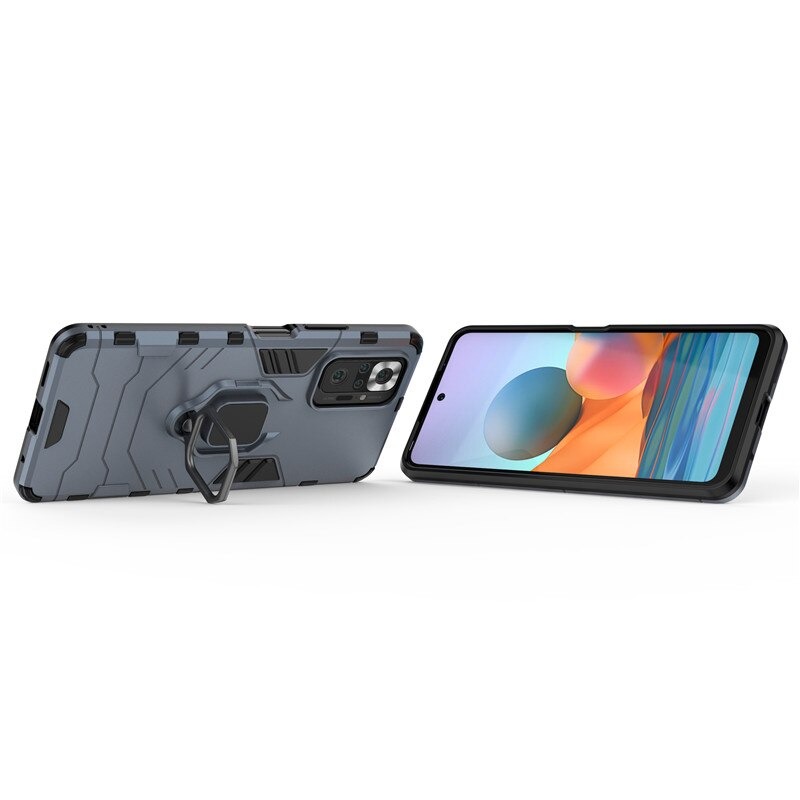 เคส Redmi Note 10 4G #เคสฝาหลังพลาสติกแข็ง +TPU Hybrid Case มีแหวนสวมนิ้วโลหะ