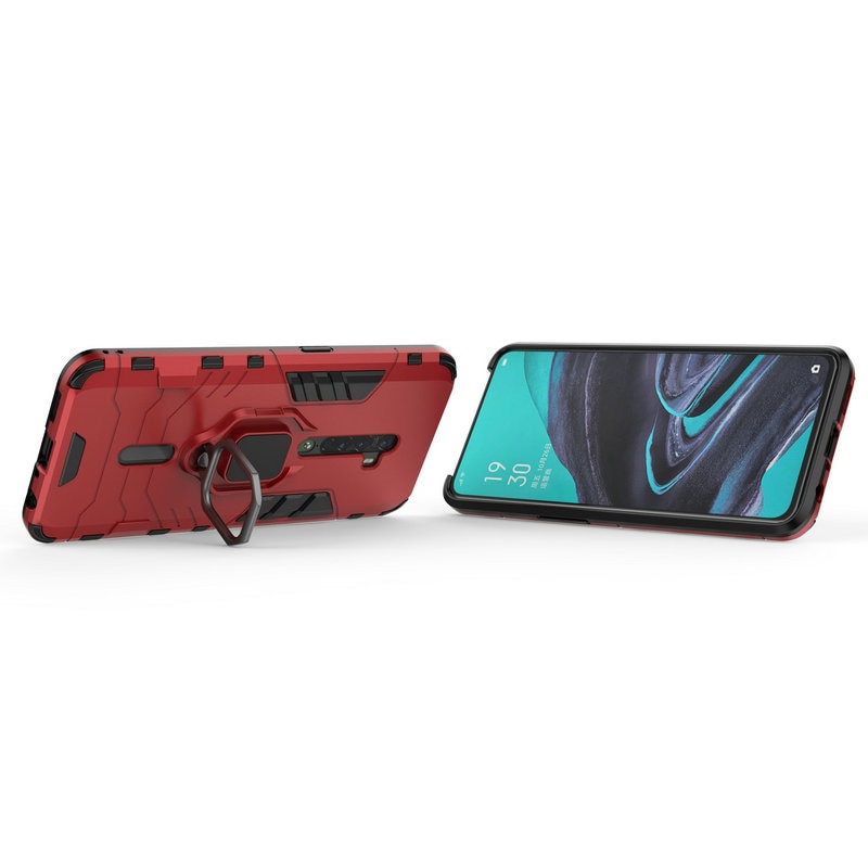 Case OPPO Reno 2F #เคสฝาหลังพลาสติกแข็ง +TPU Hybrid Case มีแหวนสวมนิ้วโลหะ