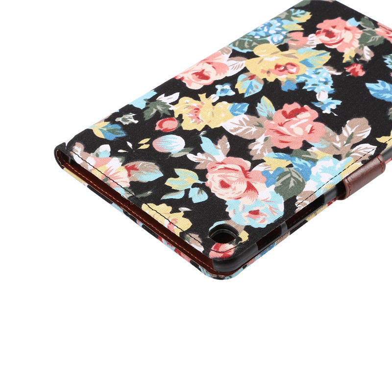 Case Samsung Galaxy Tab A 8 (2019) with S Pen P200 P205 #เคสฝาพับแบบกระเป๋าสตางค์หนัง PU ผิวผ้าลายดอกไม้ Flower Cloth Skin PU Leather Wallet