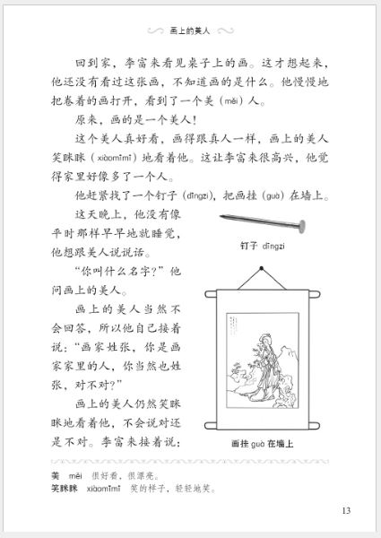 หนังสืออ่านนอกเวลาภาษาจีน: เรื่องภาพวาดสาวงามบนผนัง (ระดับ 1) 学汉语分级读物（第1级）民间故事：画上的美人 Chinese Folktales - Chinese Graded Readers (Level 1 ) : Beauty in the Painting