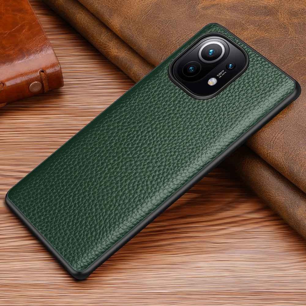 เคส Xiaomi Mi 11 #เคสฝาหลังหนังแท้ผิวลิ้นจี่ Luxury Well-Protected Litchi Texture Genuine Leather Coated TPU Protector