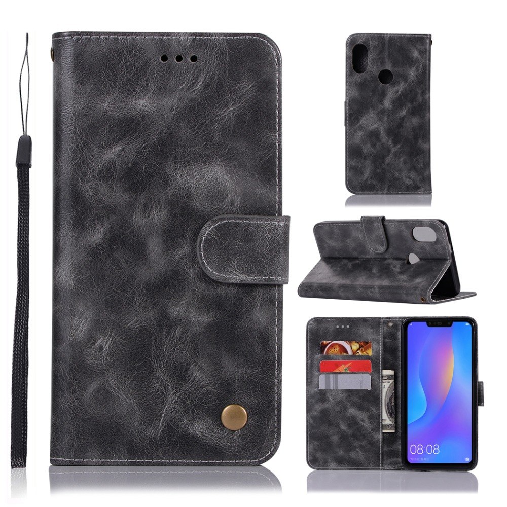 เคส Honor 8X #เคสฝาพับเกรดพรีเมี่ยมแบบกระเป๋าสตางค์ Premium Vintage PU Leather Wallet