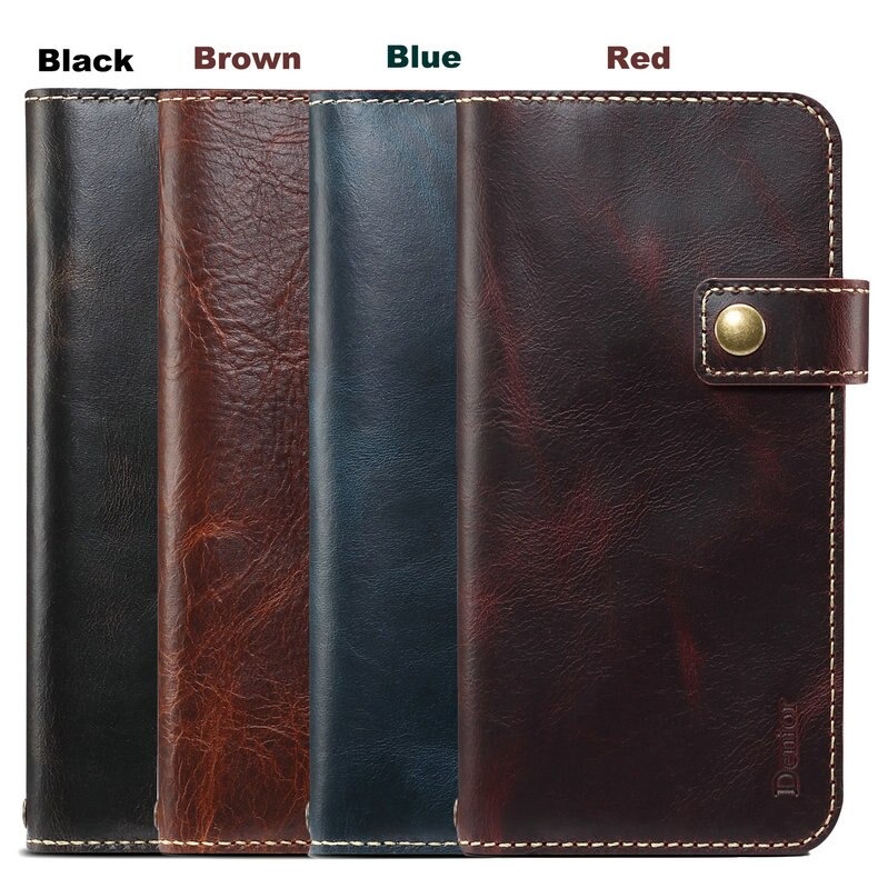 Case iPhone 14#เคสฝาพับหนังแท้พร้อมสายคล้อง Genuine Wallet Leather Phone Cover with Lanyard