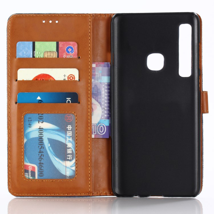 Case Samsung Galaxy A9 (2018) #เคสฝาพับแบบกระเป๋าสตางค์หนัง PU ผิวยีนส์ Jeans Cloth Wallet PU Leather