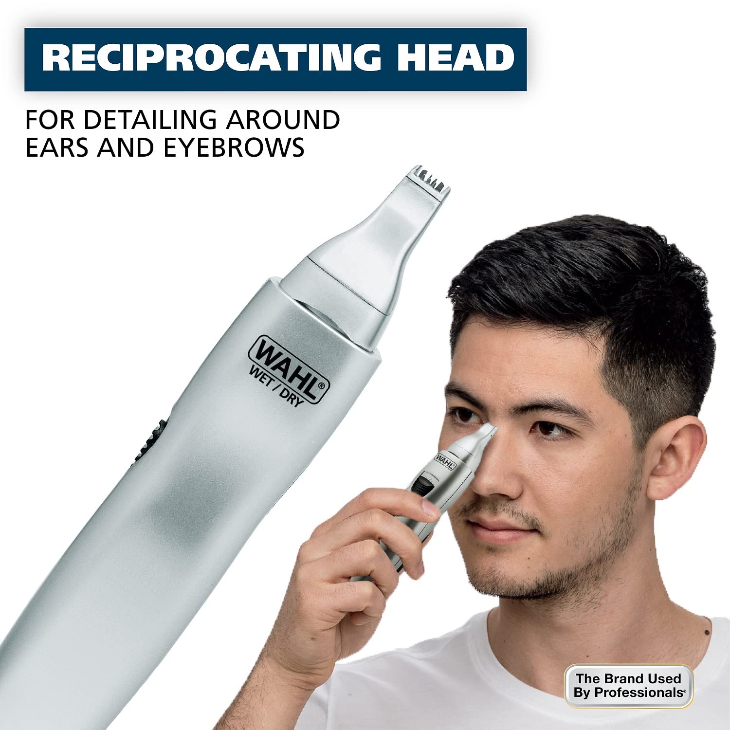 WAHL® Battery Ear Nose & Brow 3-in-1 Personal Trimmer รุ่น5545-400 ทริมเมอร์ ตัดแต่งขนในหู จมูก คิ้ว ถอดหัวได้ กันน้ำ