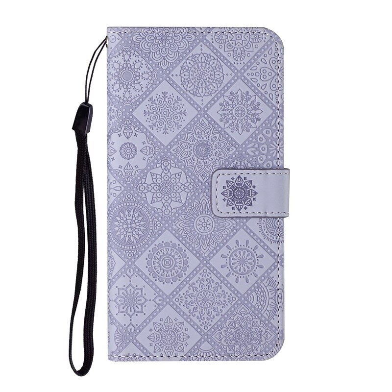 เคส iPhone 13 Pro Max#เคสฝาพับหนัง PU ลายดอกไม้พร้อมสายคล้องมือ Imprinted Flower Wallet Leather Magnet Clasp Case with Strap