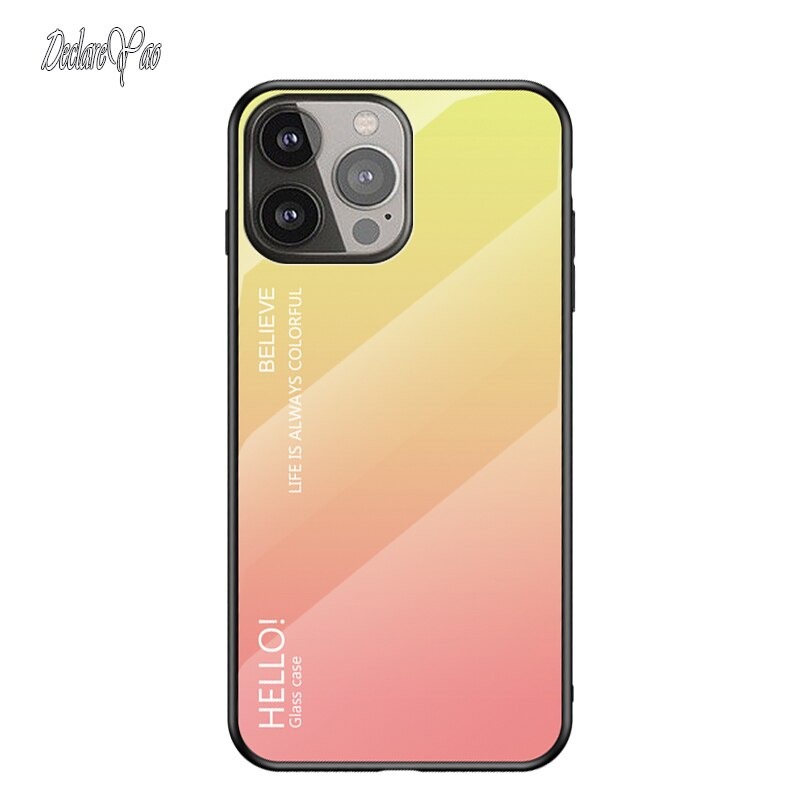 เคส iPhone 13 Pro Max #เคสฝาหลัง Gradient Color Glass + PC + TPU Hybrid Case