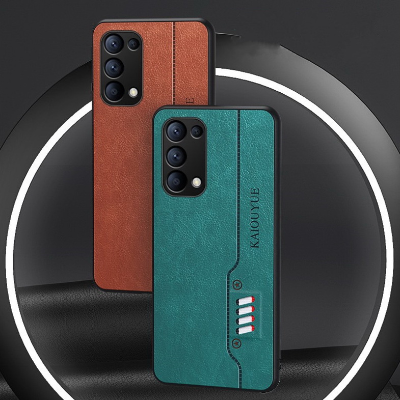 เคส OPPO Reno 5 Pro 5G #เคสฝาหลังเคลือบหนัง PU Leather Protective Sleeve Comprehensive Camera Protection
