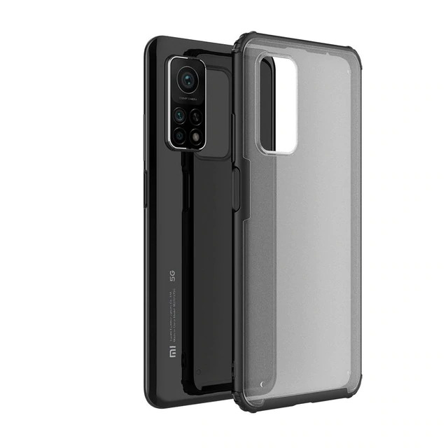 Case Xiaomi Mi 10T Pro #เคสฝาหลังโปร่งแสงสีขุ่นขอบทึบ +TPU Hybrid Case