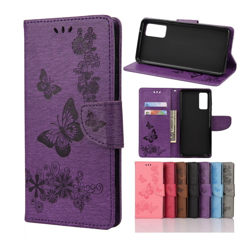 เคส Samsung Galaxy S20 FE/S20 FE 5G #เคสฝาพับหนัง PU ลายดอกไม้ผีเสื้อมีช่องใส่บัตร