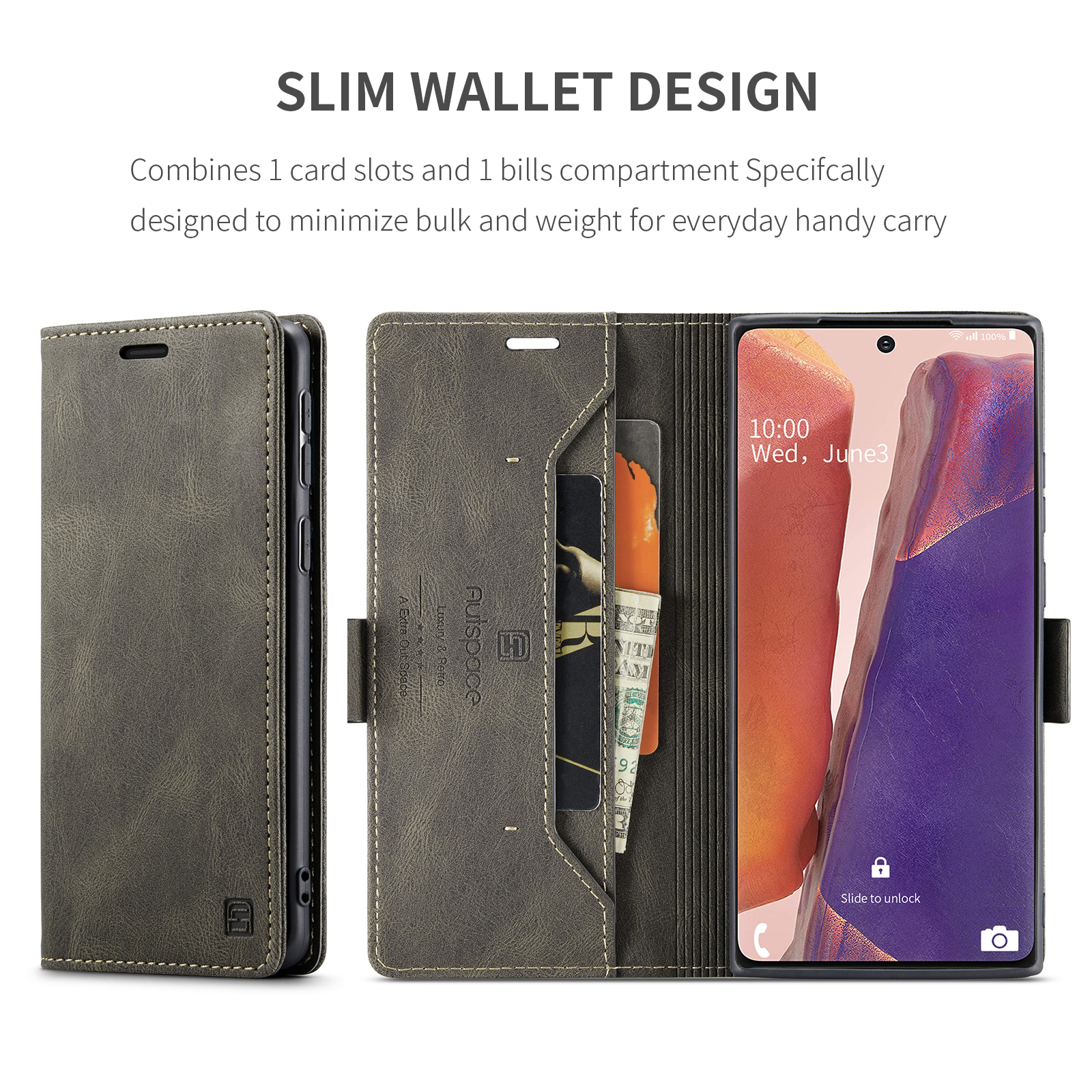 เคส Samsung Galaxy Note 20 / Note 20 5G #เคสฝาพับหนัง PU แบบกระเป๋าสตางค์ AUTSPACE Series RFID Blocking Retro Matte Leather Wallet