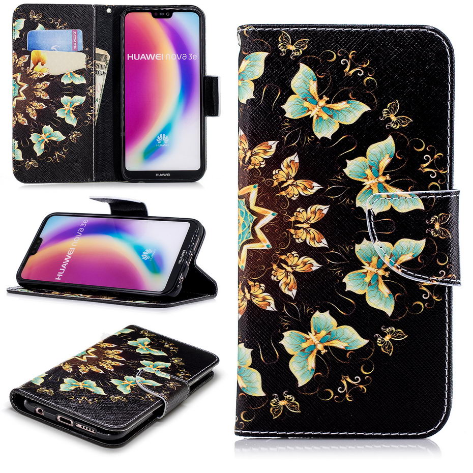 เคส Huawei P20 Lite / Nova 3e #เคสฝาพับแบบกระเป๋าสตางค์ Pattern Printing Wallet Leather