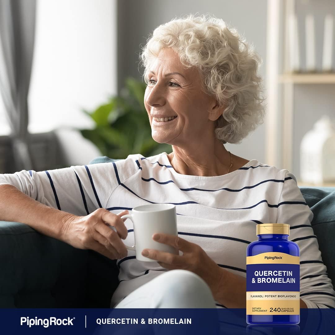 เควอซิทิน และโบรเมแลน Quercetin & Bromelain 240 Capsules (Piping Rock®)