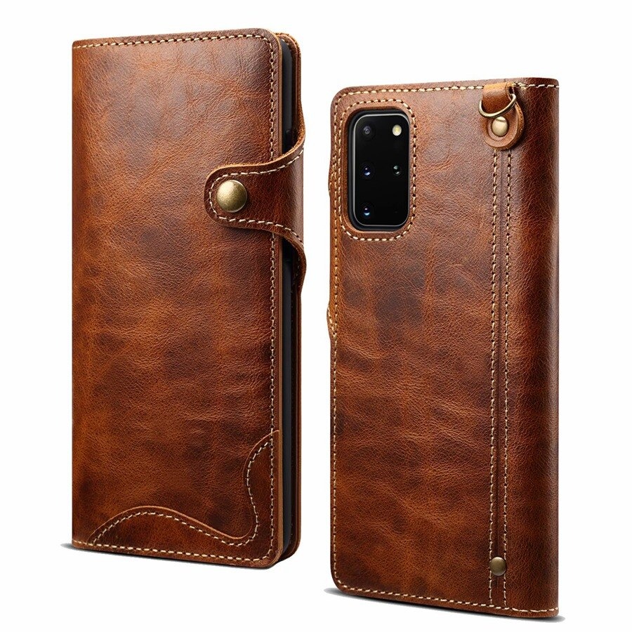 เคส Samsung Galaxy Note 20 / Note 20 5G #เคสฝาพับหนังแท้พร้อมสายคล้อง Genuine Wallet Leather Phone Cover with Lanyard