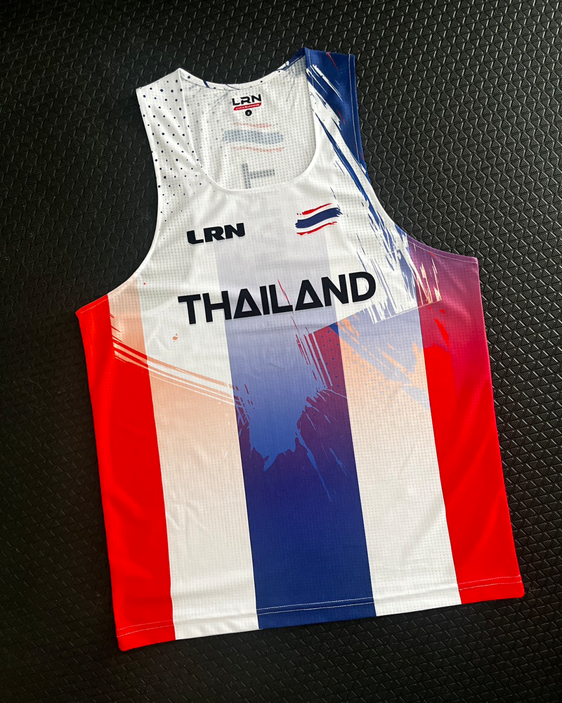 เสื้อวิ่งพิมพ์ลาย THAILAND X LRN เนื้อผ้า Micro square สำหรับวิ่งมาราธอน (MS28)