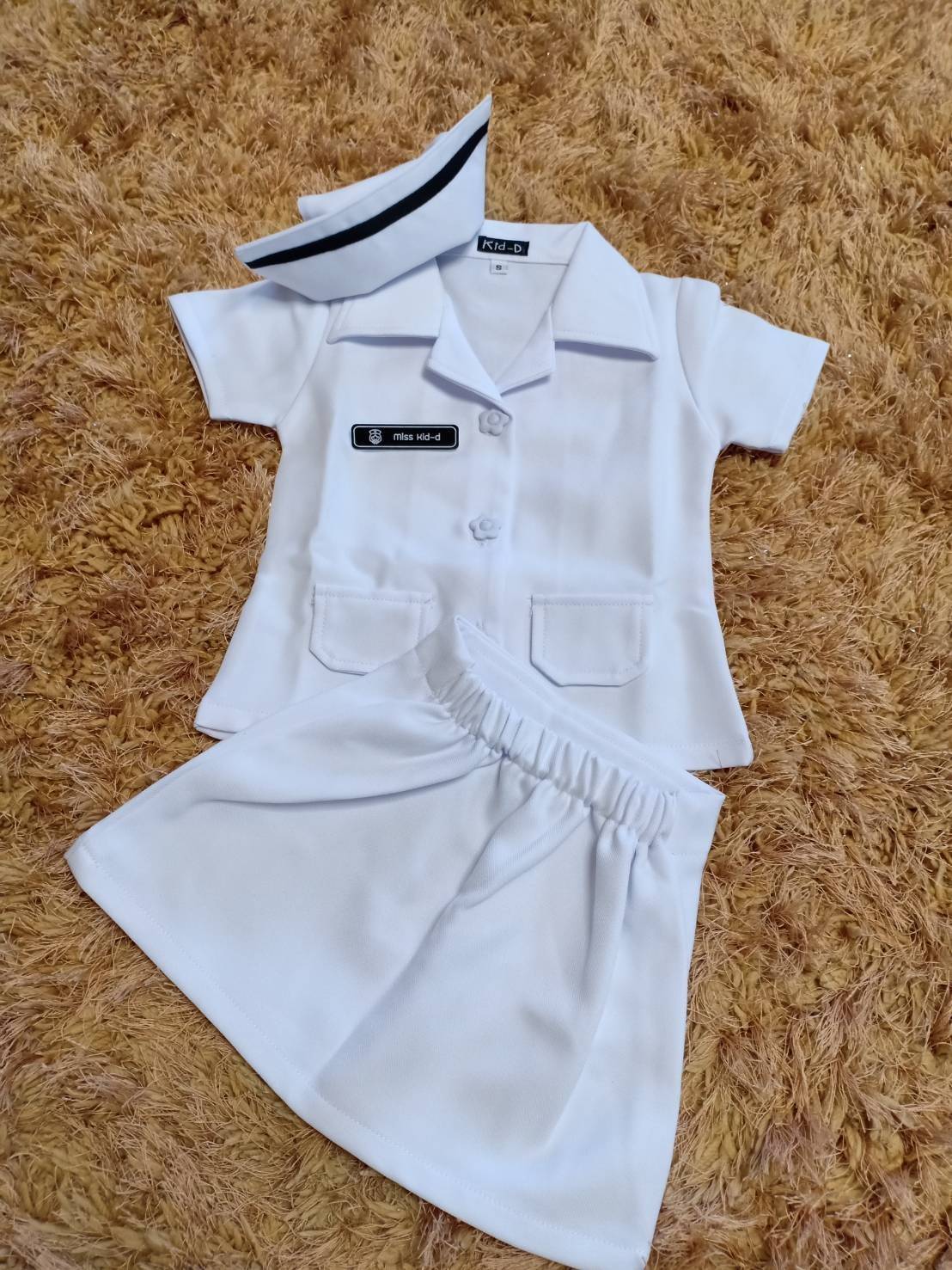 ชุดพยาบาลเด็ก กระดุมดอกไม้