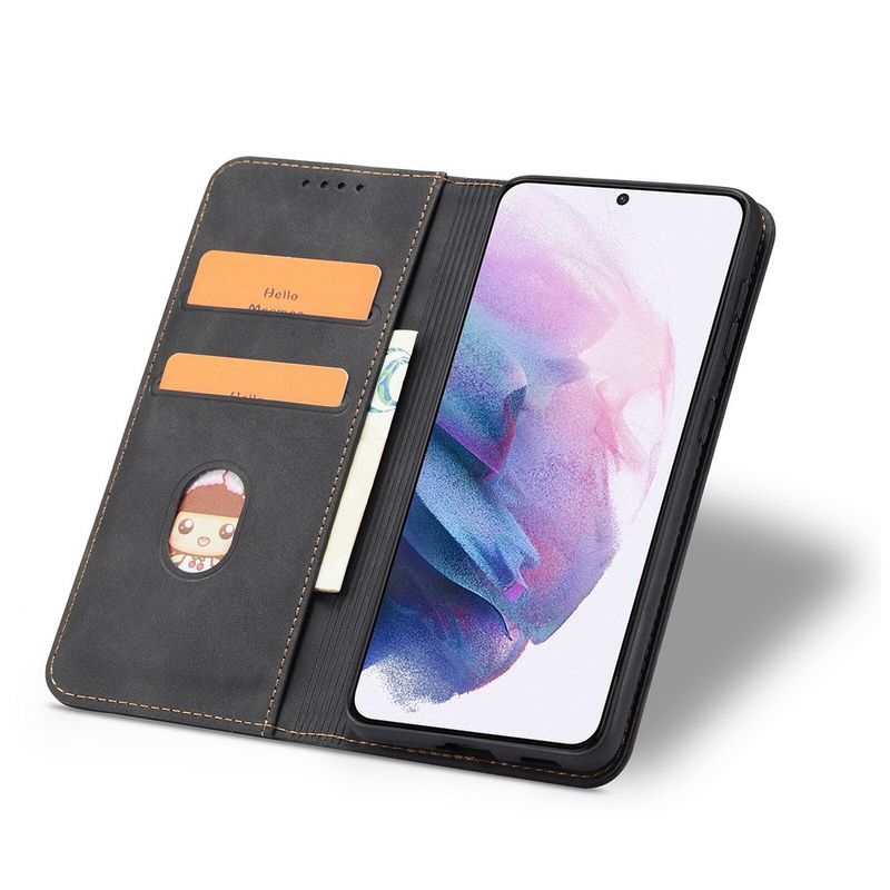 เคส Samsung Galaxy S21 FE 5G#เคสหนัง PU สไตล์กระเป๋าสตางค์พร้อมช่องใส่การ์ด Luxury Flip Stand Card Phone Leather Wallet Cover Casing Auto-absorbed Smartphone