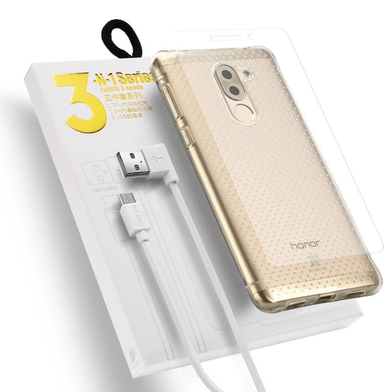 Case Huawei GR5 2017 รุ่น 3-in-1 ประกอบด้วย เคสใสTPU + ฟิล์มกระจก + สายชาร์จ