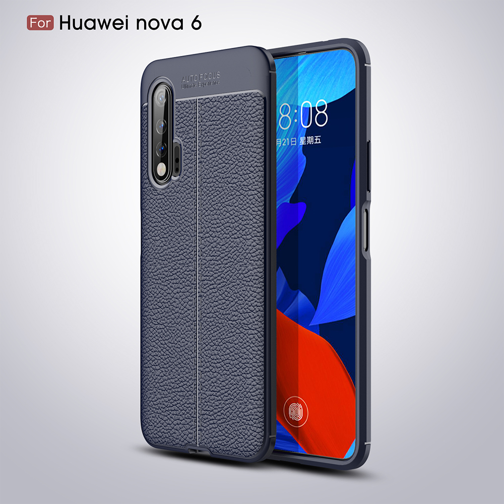 เคส Huawei Nova 6 #เคสฝาหลัง TPU ผิวลิ้นจี่ช่วยป้องกันลายนิ้วมือและกันลื่นได้ดี