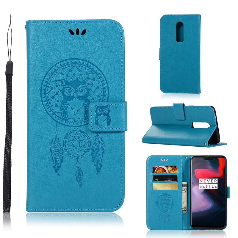 Case OnePlus 6 #เคสฝาพับแบบกระเป๋าสตางค์ฝาพับหนัง PU ลายนกฮูก Dream Catcher Owl