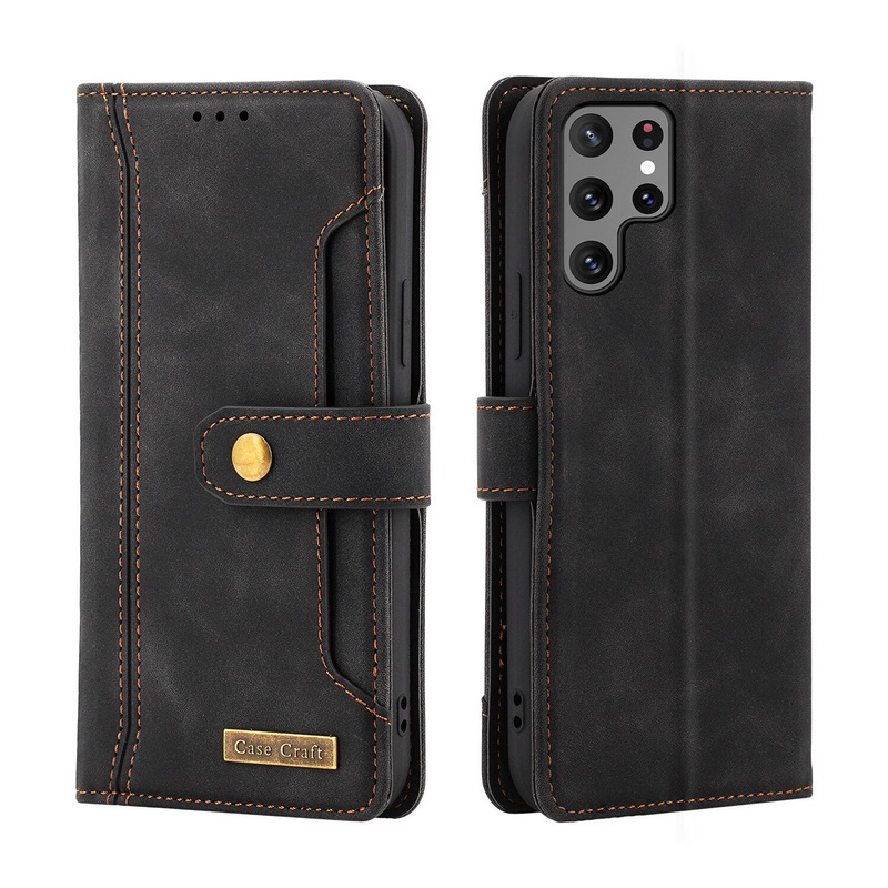 เคส Samsung Galaxy S22 Ultra 5G#เคสฝาพับหนัง PU สไตล์กระเป๋าสตางค์พร้อมช่องใส่การ์ด Multi-Card Slots Wallet Casing PU Leather Case Magnetic Buckle Book Flip Cover