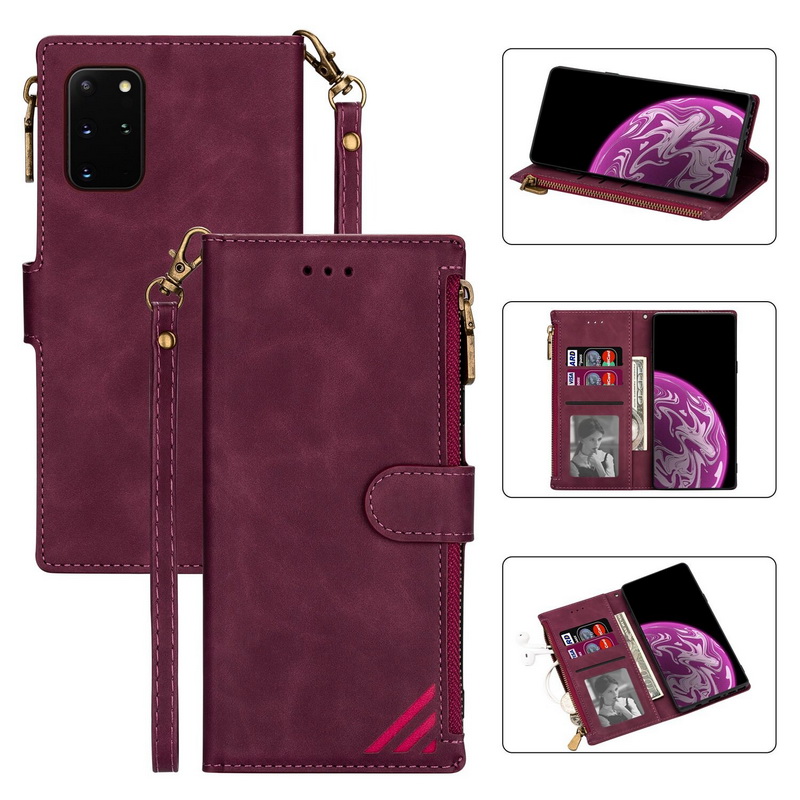 Case Samsung Galaxy A71 5G #เคสฝาพับหนัง PU มีช่องซิปมีที่เสียบการ์ด สายคล้องมือ Card Slots Luxury Flip Stand Card Zipper Phone Leather Wallet Cover