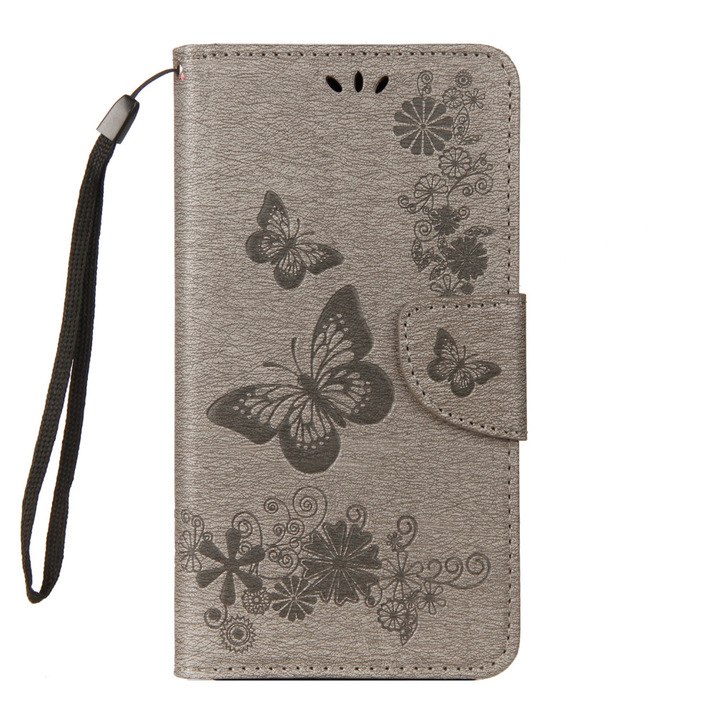 เคส Samsung Galaxy A8 (2018) #เคสฝาพับสไตล์กระเป๋าสตางค์ลายผีเสื้อดอกไม้