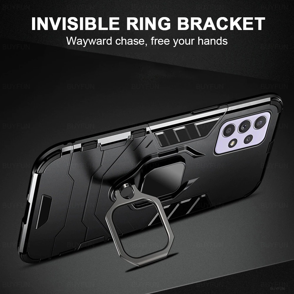 Case Samsung Galaxy M52 5G #เคสฝาหลังพลาสติกแข็ง +TPU Hybrid Case มีแหวนสวมนิ้วโลหะ