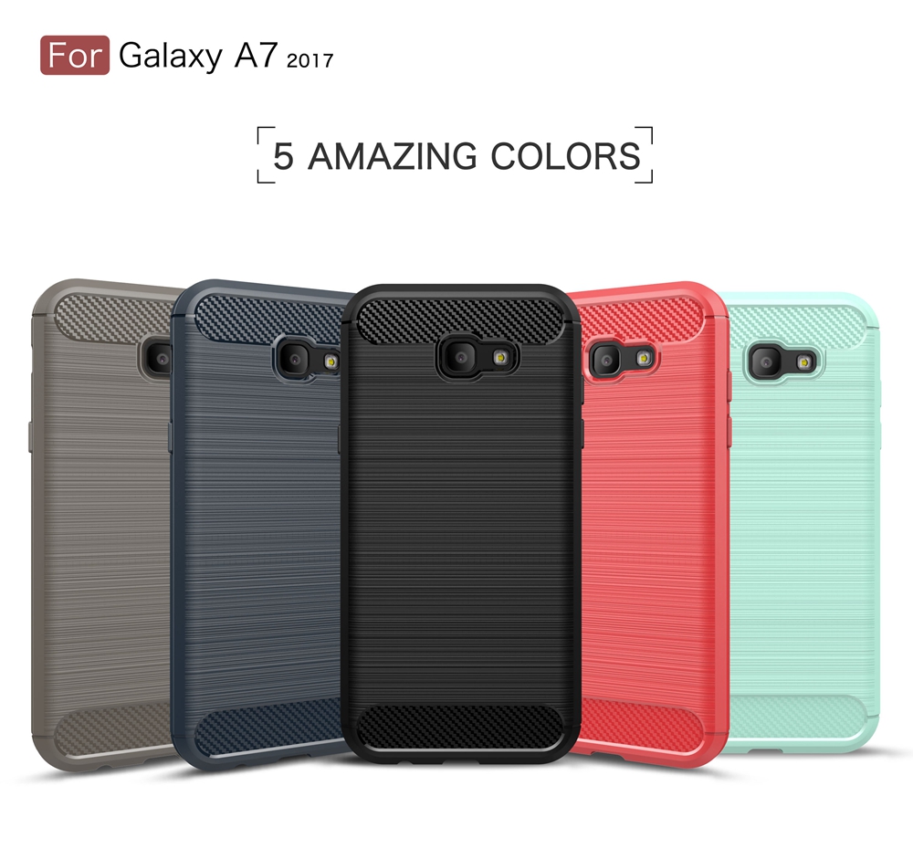 เคส Samsung Galaxy A7 2017 #เคสคาร์บอนไฟเบอร์ TPU นิ่ม - สีดำ #พร้อมส่ง