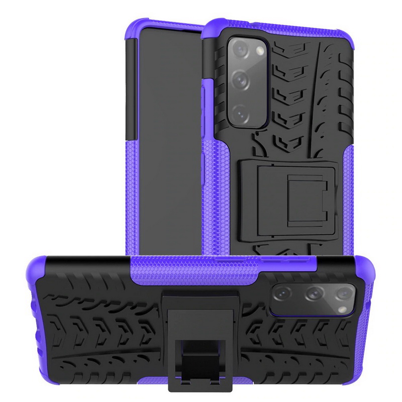 เคส Samsung Galaxy S20 FE / S20 FE 5G #เคสฝาหลังกันลื่น Cool Tyre Pattern Kickstand (PC + TPU)