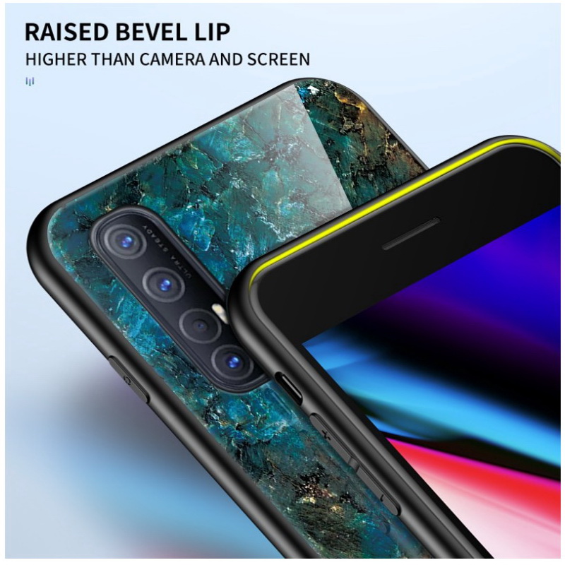 Case OPPO Reno 3 Pro 4G 6.4 นิ้ว #เคสฝาหลัง Gradient Color ลายหินอ่อน Glass + PC + TPU Hybrid Case