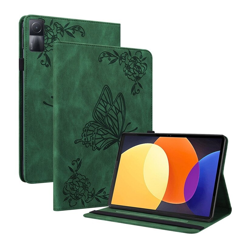 Case Redmi Pad 10.61" 2022 #เคสฝาพับหนัง PU ลายผีเสื้อ Flip Cover Butterfly Flower Imprinted Card Leather
