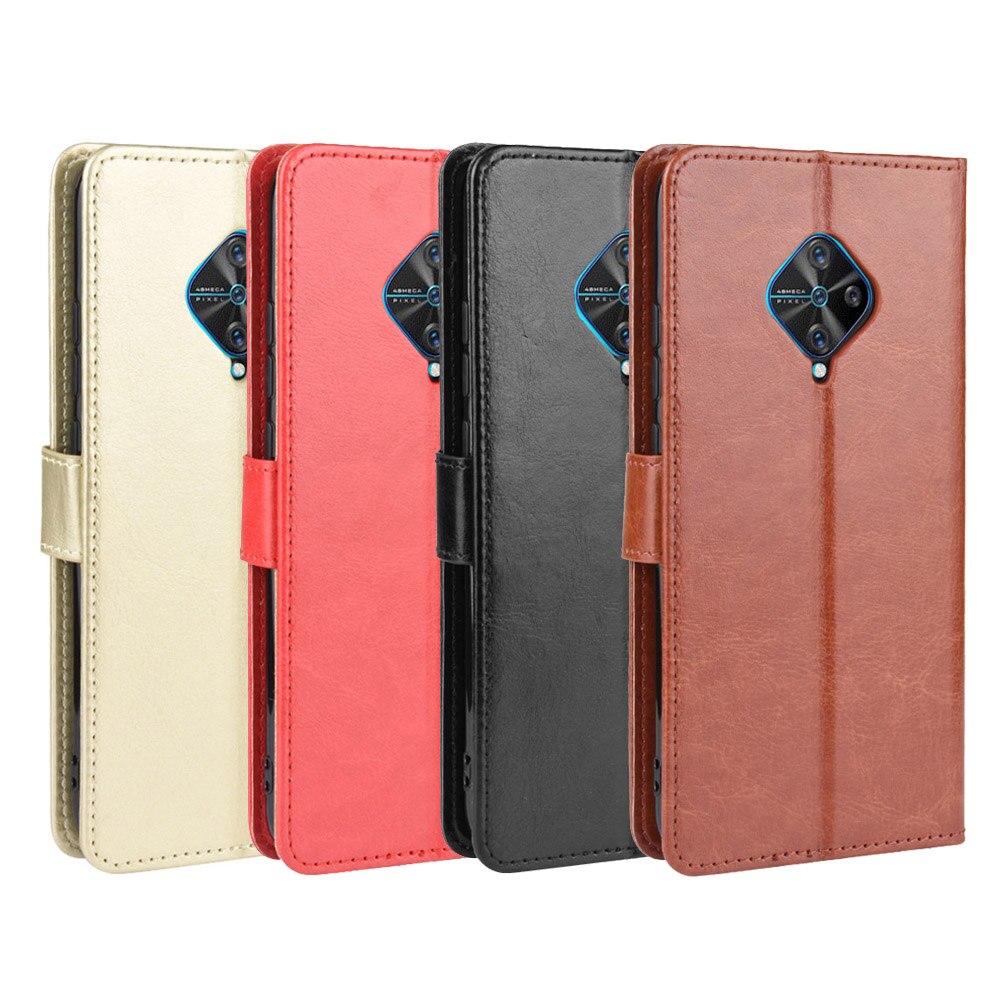 Case Vivo S1 Pro #เคสฝาพับหนัง PU ผิวหนังม้า Crazy Horse Texture Leather Wallet
