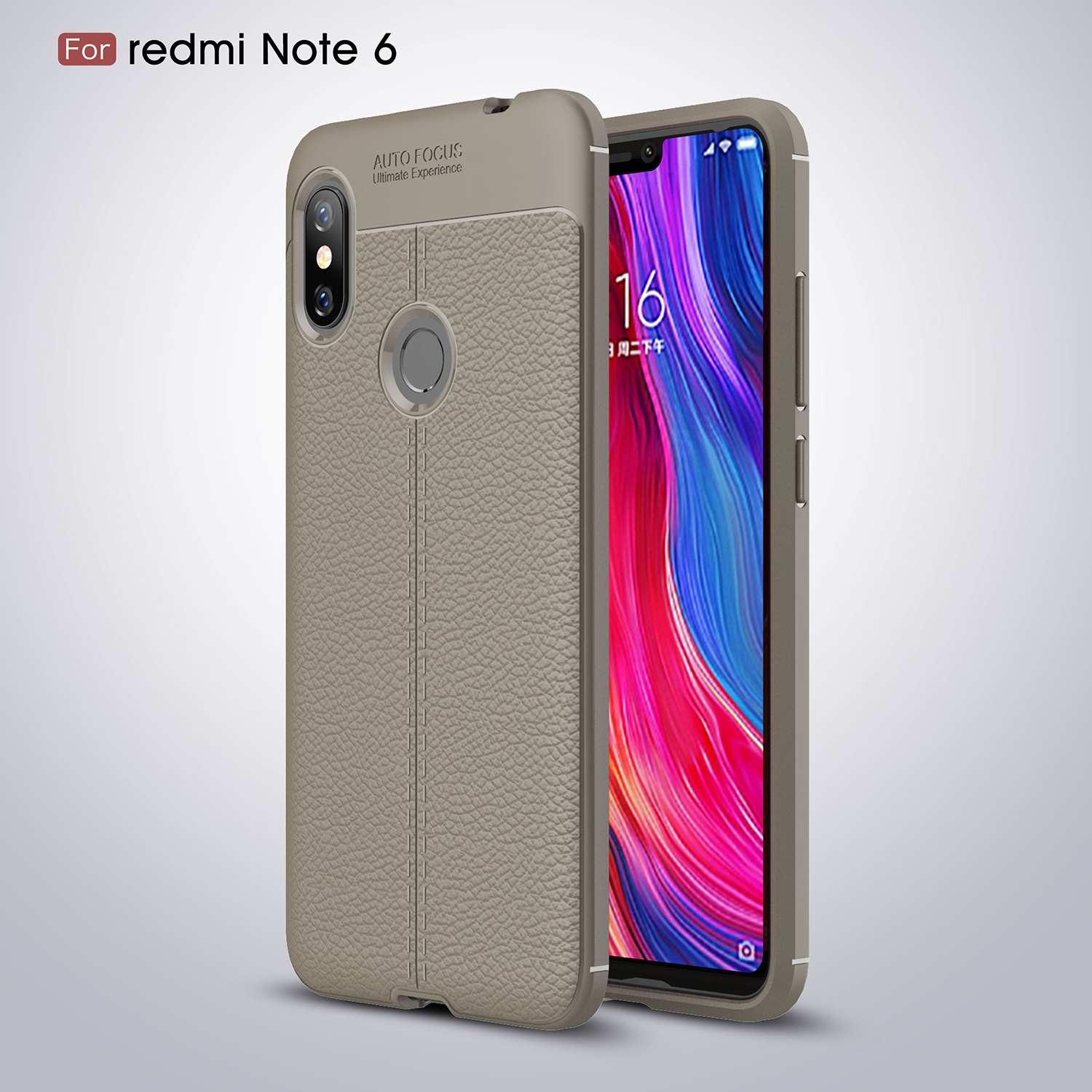 เคส Xiaomi Redmi Note 6 Pro #เคสฝาพับแบบฝาหลัง TPU นิ่มลายหนัง PU ผิวลิ้นจี่ช่วยป้องกันลายนิ้วมือและกันลื่น