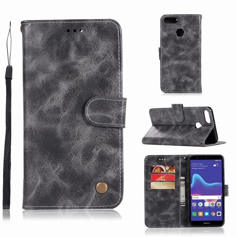 เคส Huawei Y9 (2018) #เคสฝาพับเกรดพรีเมี่ยมแบบกระเป๋าสตางค์ หนัง PU Vintage