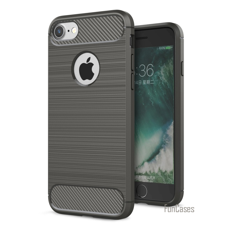 เคส iphone 7 เคสฝาหลังกันกระแทกผิวขัดโลหะตกแต่งด้วยไฟเบอร์คาร์บอน สวยงามทันสมัย