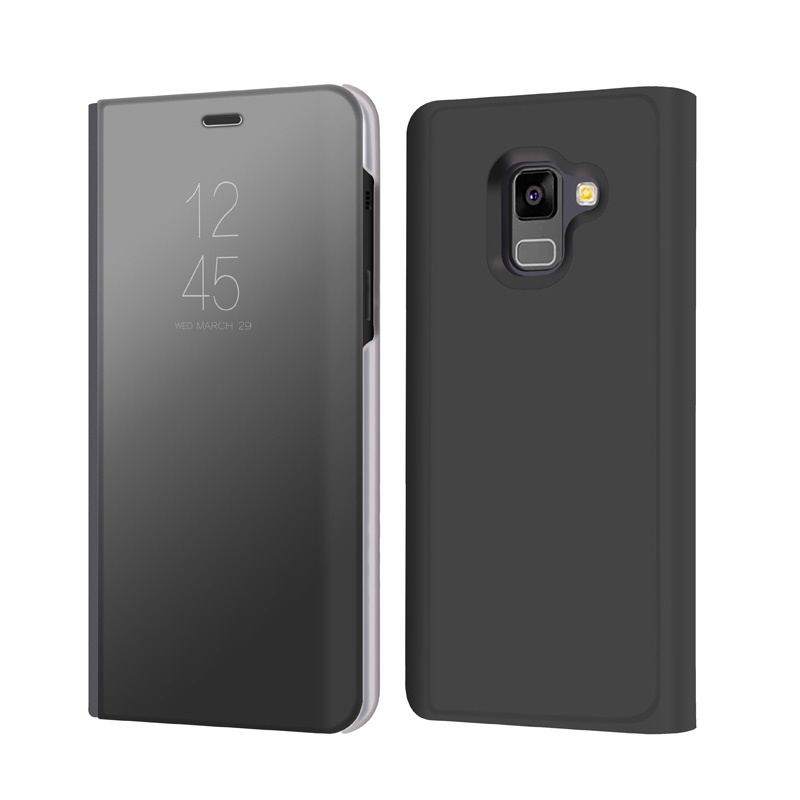 Case Samsung Galaxy A8+ (2018) #เคสฝาพับโปร่งแสงผิวเงาสวยงามทันสมัย