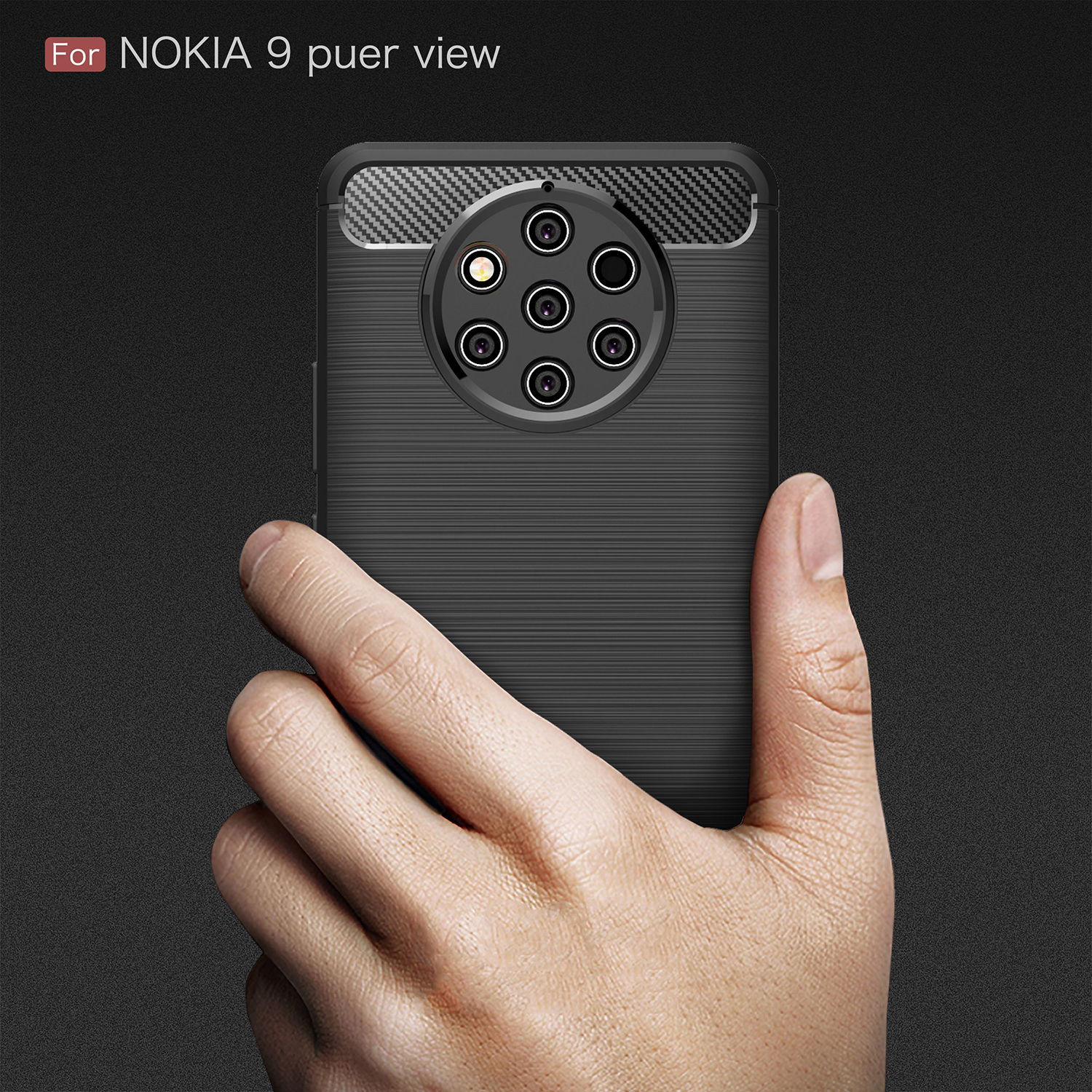 เคส Nokia 9 PureView #เคสฝาหลัง TPU นิ่มคาร์บอนไฟเบอร์ผิวแบบขัดแปรง