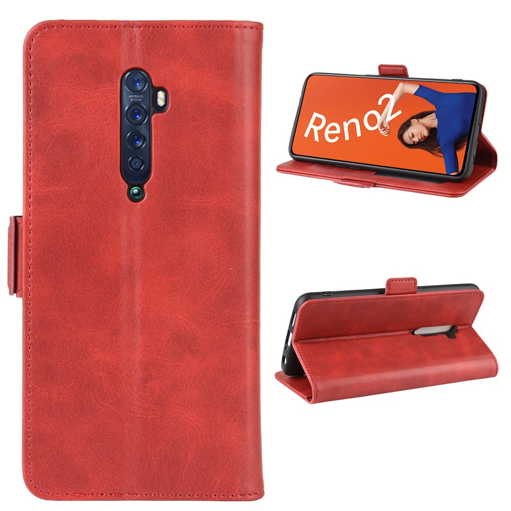 เคส OPPO Reno 2 #เคสฝาพับหนัง PU มีแถบปิดแม่เหล็กสไตล์กระเป๋าสตางค์