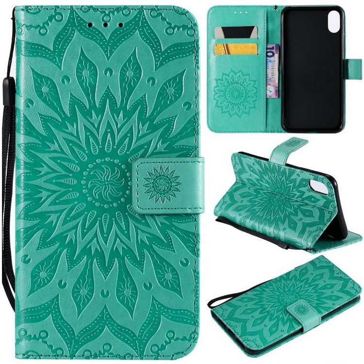 Case Huawei Y5 (2019) #เคสฝาพับหนัง PU รูปแบบกระเป๋าสตางค์ Imprint Sunflower Wallet Leather Stand