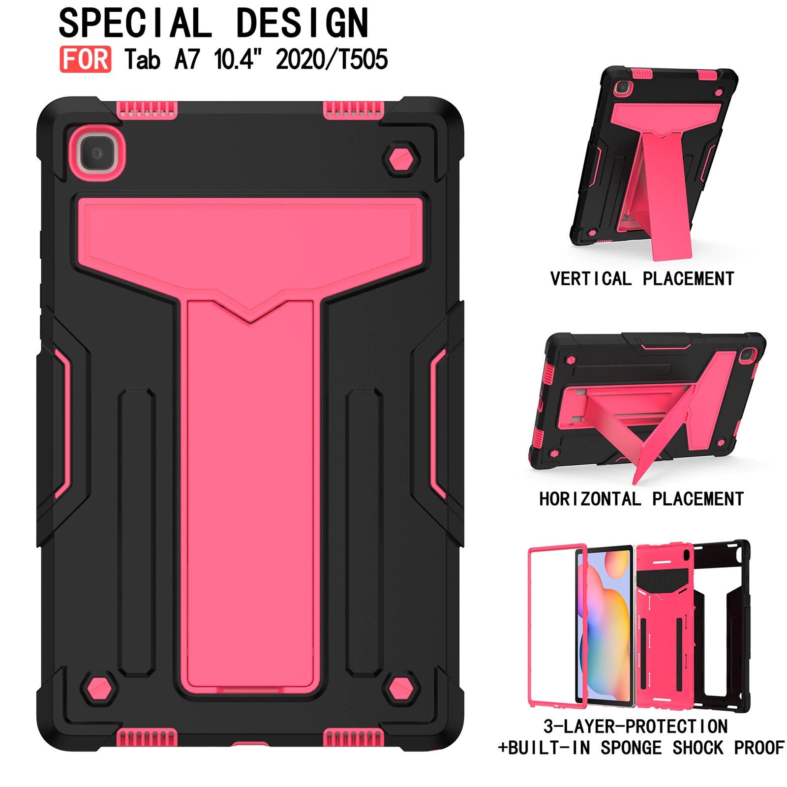 Case Samsung Galaxy Tab A7 10.4" 2020 (T500,T505,T507) #เคสฝาหลังกันกระแทกมีขาตั้ง Kickstand PC Silicone Armour Defender