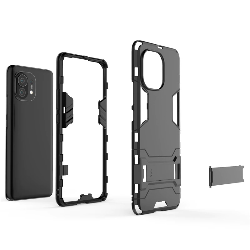 เคส Xiaomi Mi 11 #เคสฝาหลังพลาสติก ไฮบริด TPU + Kickstand