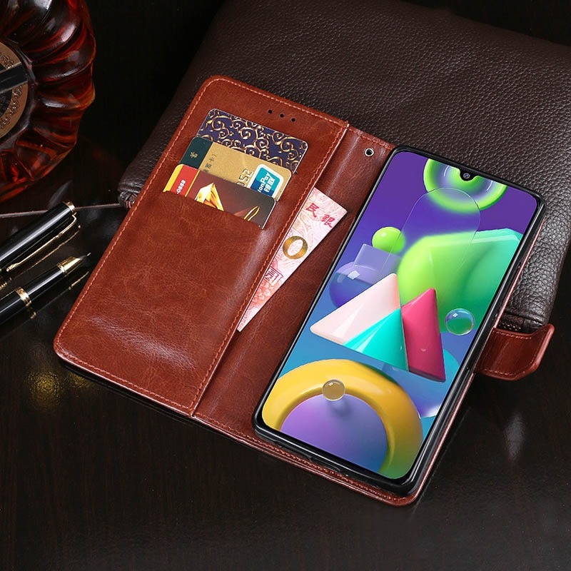 Case Samsung Galaxy M21 #เคสฝาพับแบบกระเป๋าสตางค์หนัง PU ผิวหนังม้า Crazy Horse