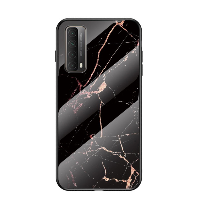 เคส Huawei Y7a #เคสฝาหลัง Gradient Color ลายหินอ่อน Glass + PC + TPU Hybrid Case