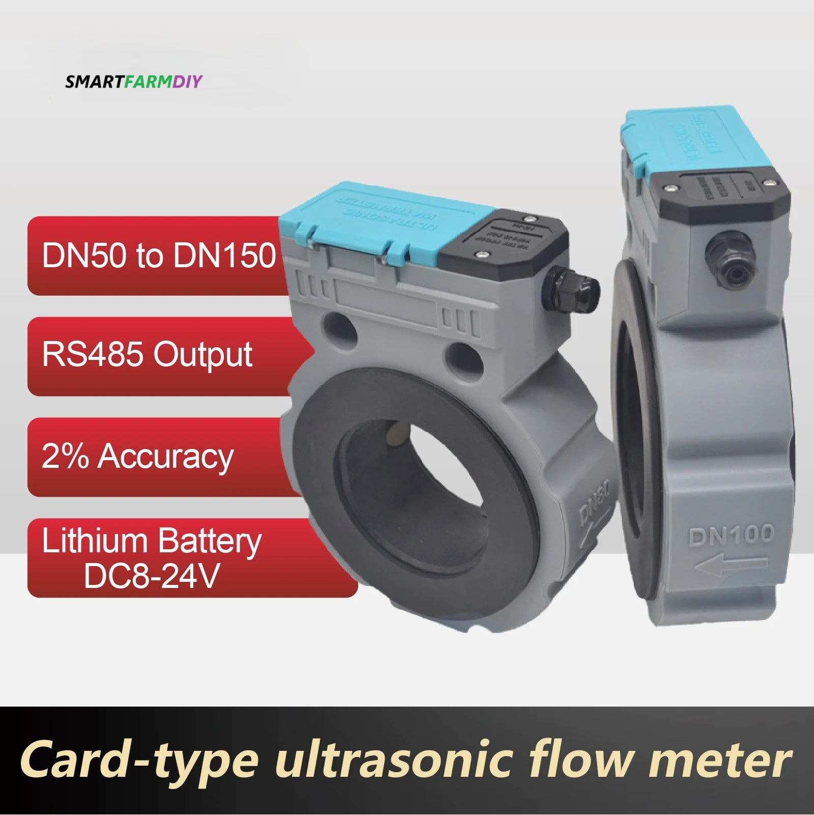IP68 Intelligent Ultrasonic Water Flow Meter Battery Operated RS485 Pipe Mounted For Agriculture